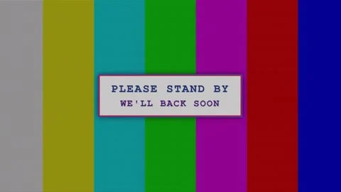 Retro TV color bars test pattern with please stand by text Vídeo Stock 342148103