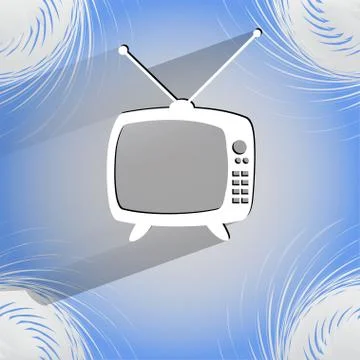 Retro tv. Flat modern web button   on a flat geometric abstract background Stock-Illustration
