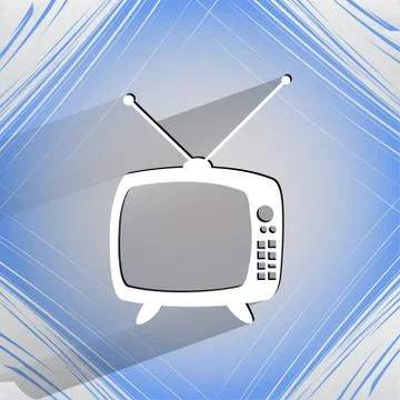 Retro tv. Flat modern web button   on a flat geometric abstract background Stock Illustration