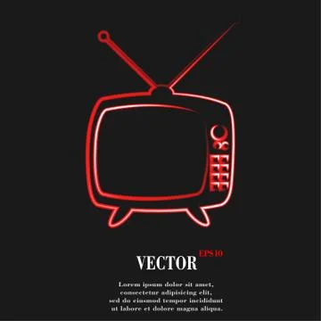 Retro tv. Flat modern web button and space for your text. Stock Illustration