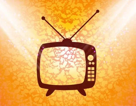 Retro tv. Flat modern web button and space for your text. Stock-Illustration