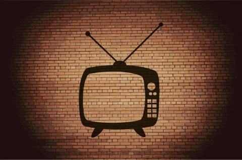 Retro tv. Flat modern web button and space for your text. Stock Illustration