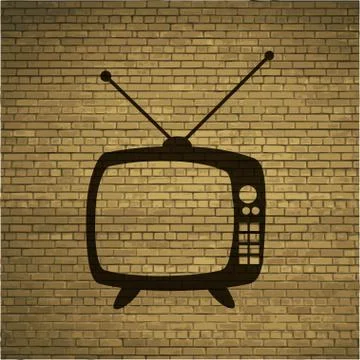 Retro tv. Flat modern web button and space for your text. Stock-Illustration