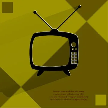 Retro tv. Flat modern web button   on a flat geometric abstract background Stock-Illustration