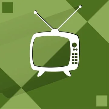 Retro tv. Flat modern web button   on a flat geometric abstract background Stock-Illustration