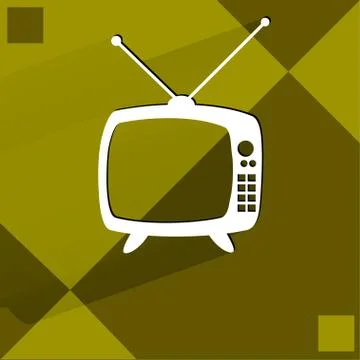 Retro tv. Flat modern web button   on a flat geometric abstract background Stock Illustration