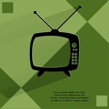 Retro tv. Flat modern web button   on a flat geometric abstract background Stock-Illustration