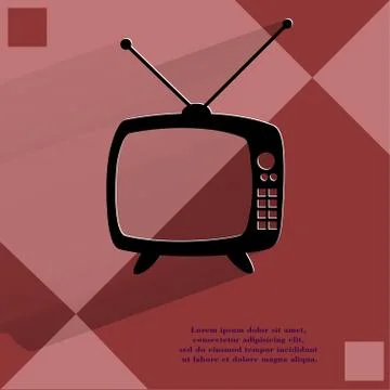 Retro tv. Flat modern web button   on a flat geometric abstract background Stock Illustration