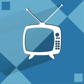 Retro tv. Flat modern web button   on a flat geometric abstract background Stock Illustration