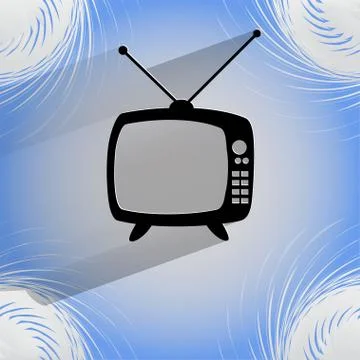 Retro tv. Flat modern web button   on a flat geometric abstract background Stock-Illustration