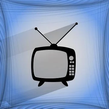 Retro tv. Flat modern web button   on a flat geometric abstract background Stock-Illustration