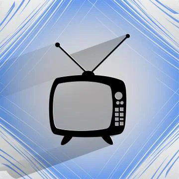 Retro tv. Flat modern web button   on a flat geometric abstract background Stock-Illustration