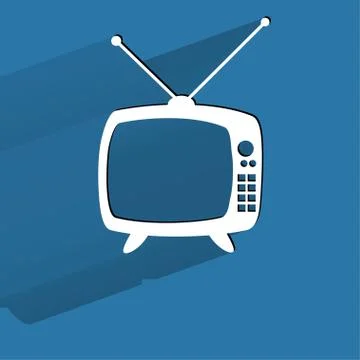 Retro tv. Flat modern web button with long shadow and space for your text. Stock Illustration