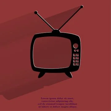 Retro tv. Flat modern web button with long shadow and space for your text. 스톡 일러스트