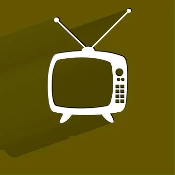 Retro tv. Flat modern web button with long shadow and space for your text. Stock Illustration
