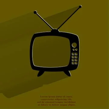 Retro tv. Flat modern web button with long shadow and space for your text. Stock Illustration
