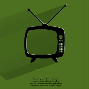 Retro tv. Flat modern web button with long shadow and space for your text. Stock Illustration