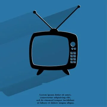 Retro tv. Flat modern web button with long shadow and space for your text. Stock Illustration