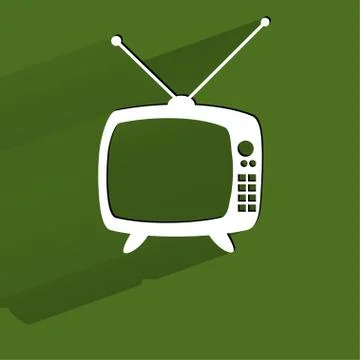 Retro tv. Flat modern web button with long shadow and space for your text. Stock Illustration