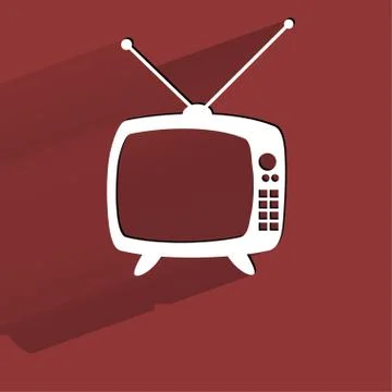 Retro tv. Flat modern web button with long shadow and space for your text. Stock-Illustration