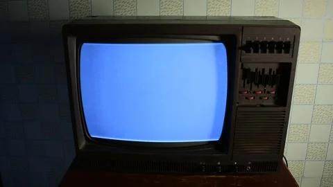 Retro TV with a flickering screen, front view Stock Footage 138400148
