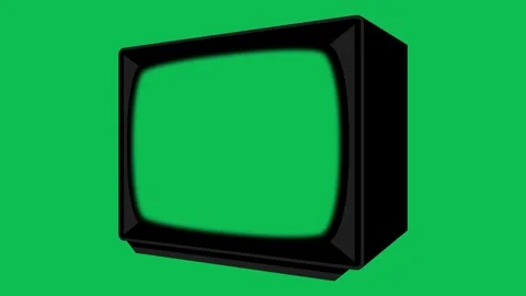 Retro TV frame side view animation with turn on and off transition screen. Stock Footage 337249361