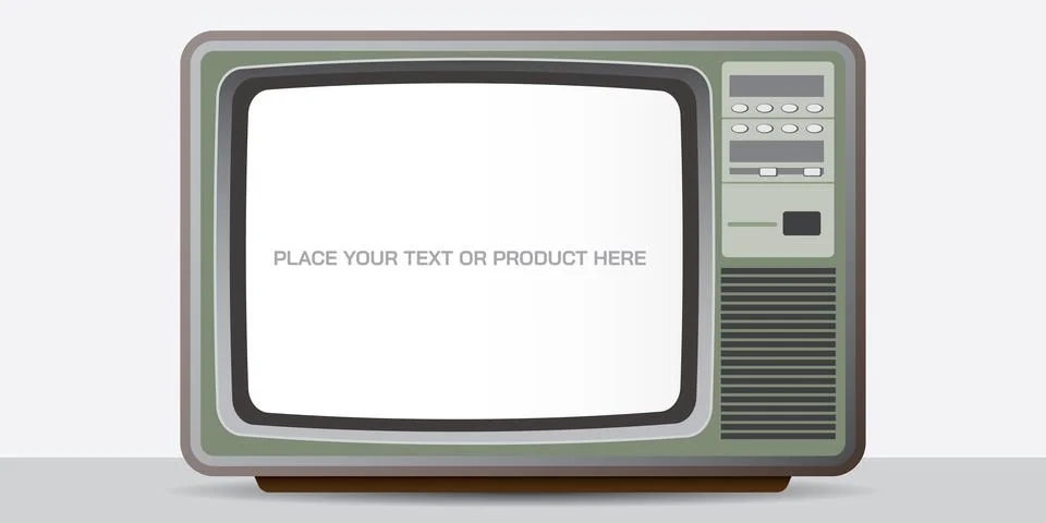 Retro TV front view with blank space at screen. Vintage television isolated.. Stock Illustration