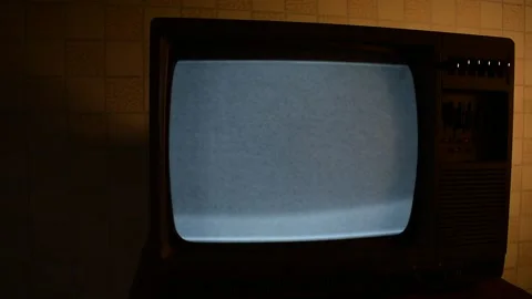 Retro TV with gray flickering screen Stock Footage 138399918