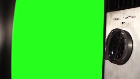 Retro TV Green Screen. Close Up. Zoom In.  Video stock 85300540