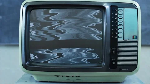 Retro TV with Green Screen Exploding In Classroom. Close Up. Video stock 118500496