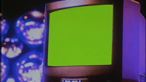 Retro TV Green Screen Interference Vintage Television Zoom In Video stock 253571220