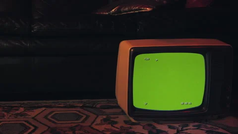 Retro TV Green Screen Time Code House Interior Old Television Zoom In 動画素材 252674572