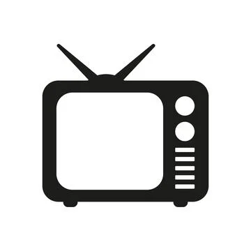 Retro TV icon in flat style, black and white retro TV icon. Stock Illustration