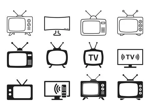 Retro tv icon set collection in flat style. Television vector illustration .. Stock Illustration