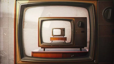 Retro TV Inside a TV Inside a TV Infinite Zoom Stock Footage 346783426