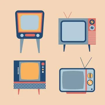 Retro tv items set Stock Illustration