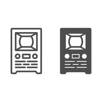Retro tv line and solid icon, monitors and TV concept, old vintage tv vector Illustrazione stock