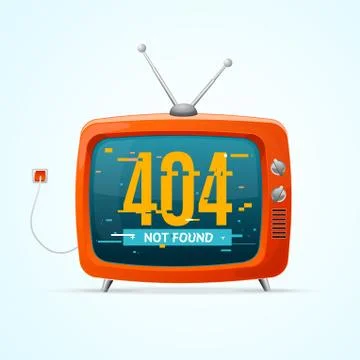 Retro TV Not Found Broadcasting Concept Glitch Style. Vector 스톡 일러스트