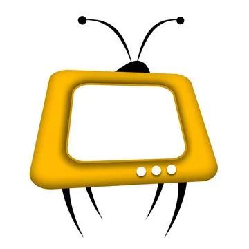 Retro TV Old comic yellow TV set with blank screen isolated over white bac... Stock Photos