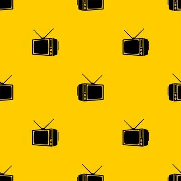 Retro TV pattern seamless. Old televisor background. Vector texture Stock Illustration
