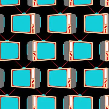 Retro TV pattern seamless. Old televisor background. Vector texture Illustrazione stock