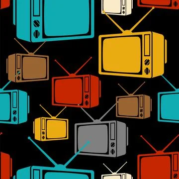 Retro TV pattern seamless. Old televisor background. Vector texture Illustrazione stock