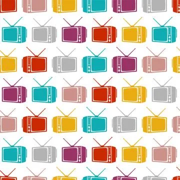 Retro TV pattern seamless. Old televisor background. Vector texture Illustrazione stock
