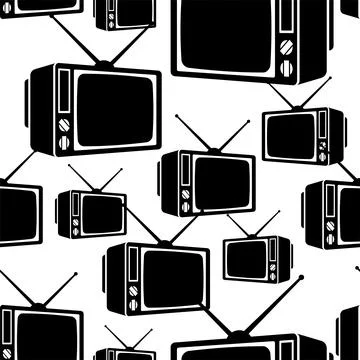 Retro TV pattern seamless. Old televisor background. Vector texture Stockillustratie