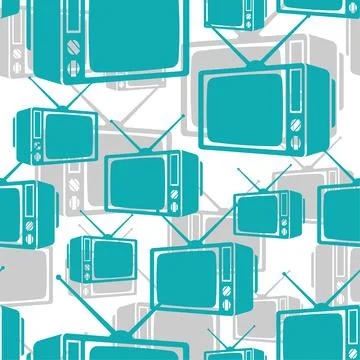 Retro TV pattern seamless. Old televisor background. Vector texture Stock Illustration
