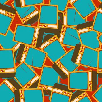 Retro TV pattern seamless. Old televisor background. Vector texture Stockillustratie
