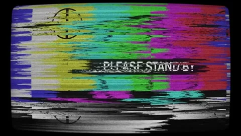 Retro TV Please Stand By Test Pattern Screen Animation with Glitch Noise Stock Footage 315014882