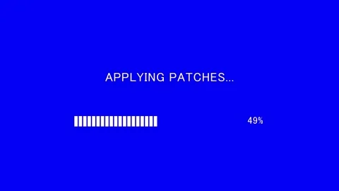 Retro TV screen showing applying patches text with loading bar Stock Footage 337936943