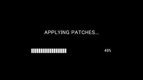 Retro TV screen showing applying patches text with loading bar Stock Footage 337937661