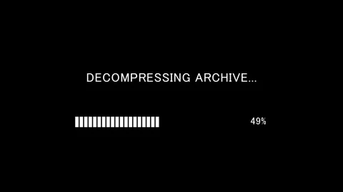 Retro TV screen showing decompressing archive text with loading bar Stock Footage 337937482